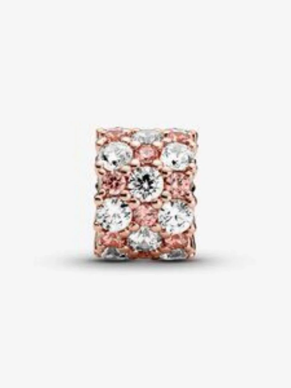 14k Rose gold-plated charm with clear and fancy fairy tale pink cubic zirconia